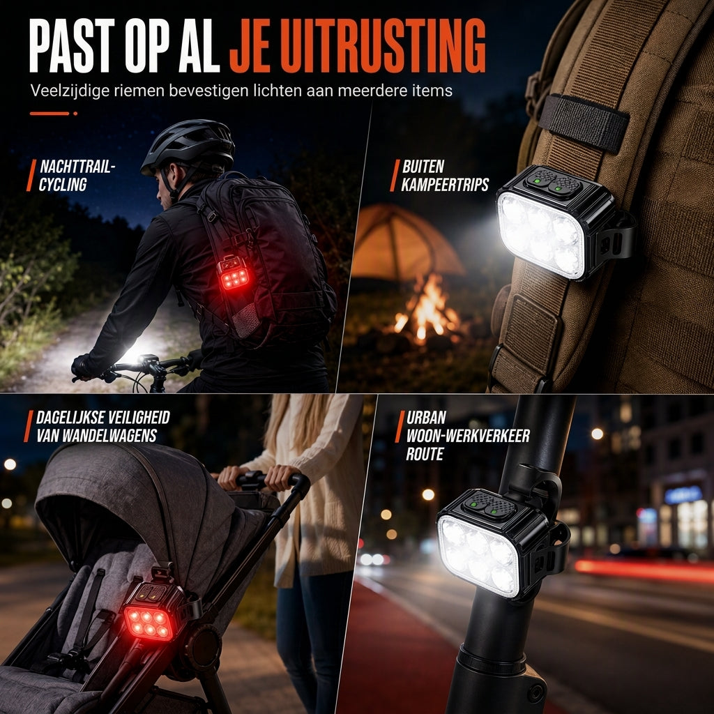 Helder fietslamp met voorlamp en achterlicht voor veiligheidswaarschuwing bij nachtelijk mountainbiken en fietsaccessoires