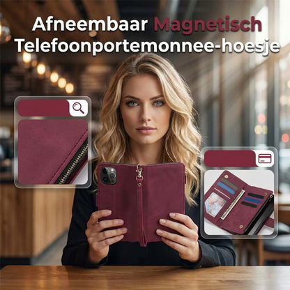📱 BEPERKTE TIJDSAANBIEDING: 50% KORTING! 🧲 2-in-1 Magnetische PU Leren Wallethoes – Afneembaar, Veel Opbergruimte, Met Standaard ✨