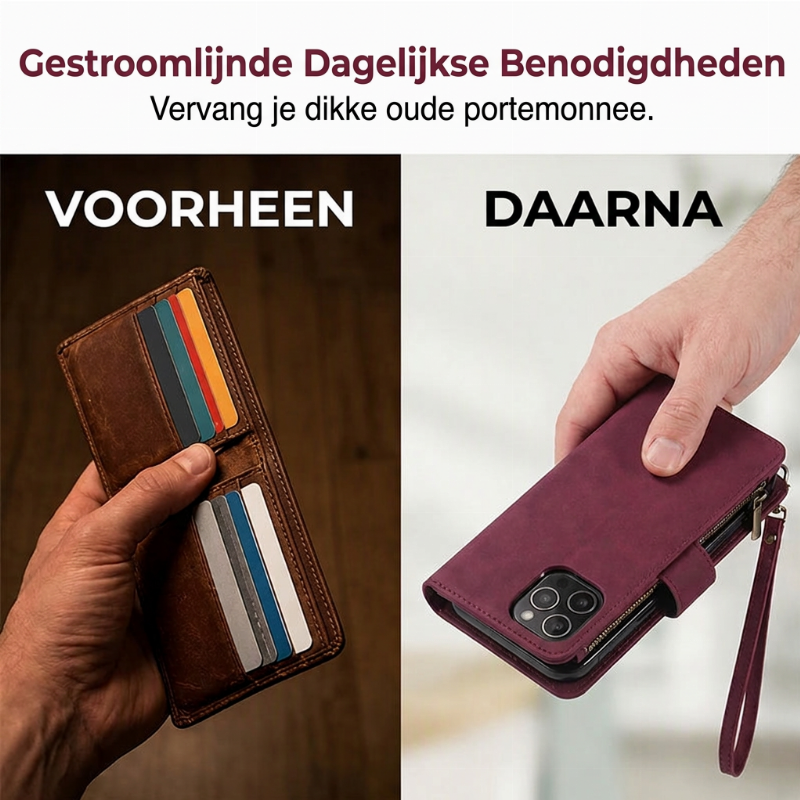 📱 BEPERKTE TIJDSAANBIEDING: 50% KORTING! 🧲 2-in-1 Magnetische PU Leren Wallethoes – Afneembaar, Veel Opbergruimte, Met Standaard ✨