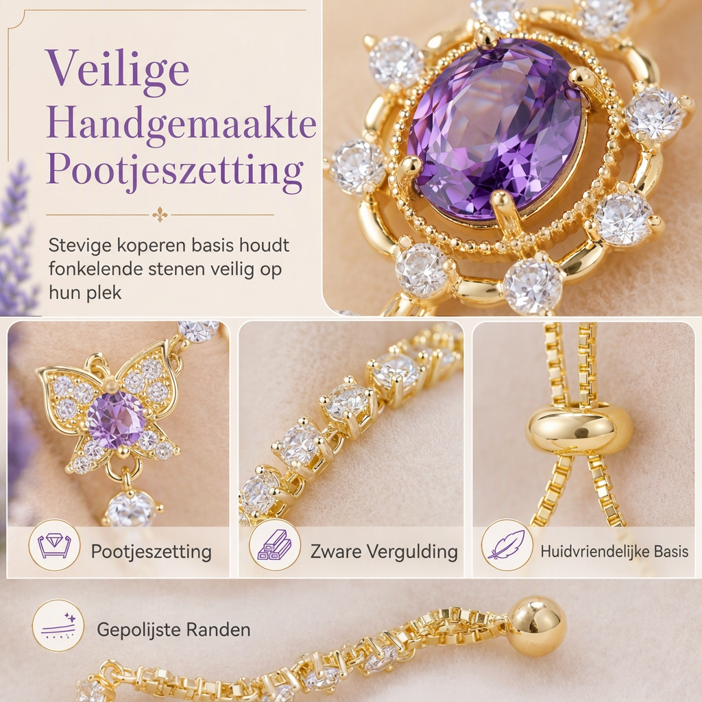 ⏳🔥 50% KORTING! 💜 Lavendelpaarse Zirkoon Vlinder Sieradenset – Verstelbare Ring & Oorbellen ✨
