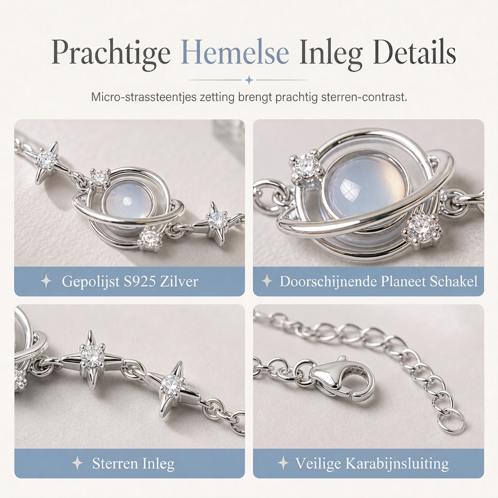 ⏳ Beperkte tijd 50% korting ⏰ 925 Zilveren Planeet & Ster Ketting — Elegant Hemelsieraden Cadeau voor Jou & Beste Vriendin 🪐✨