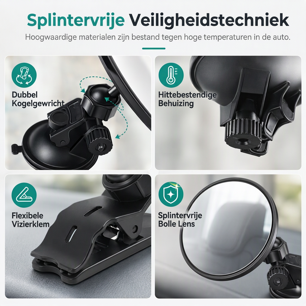 🚗 BEPERKTE TIJD 50% KORTING! 👀 Breedhoek Convex Achteruitkijkspiegel – 360° Draaibaar, Onbreekbaar, Dubbele Bevestiging ✨