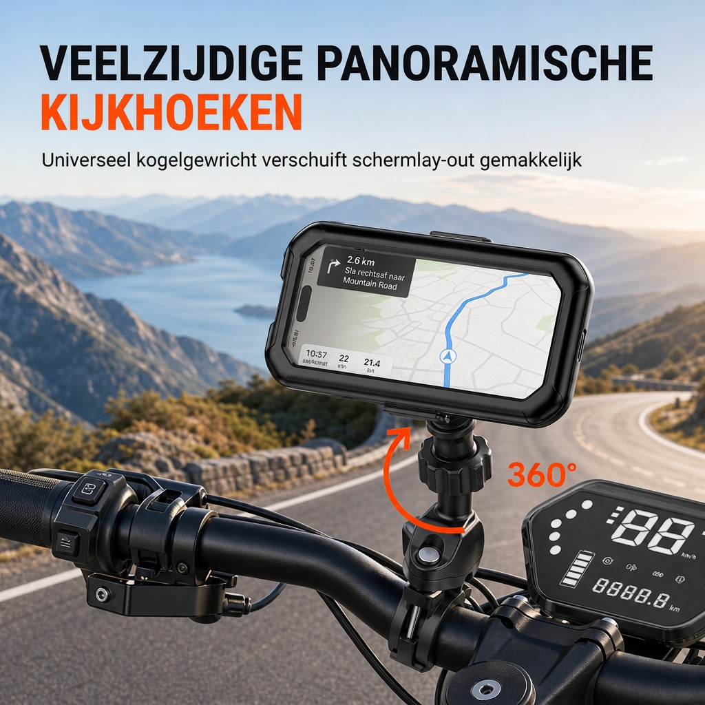 📢📢 50% KORTING!! ⏰ Waterdichte telefoonhouder voor fiets en motor – IPX6, aanraakbaar, 360° draaibaar ✨
