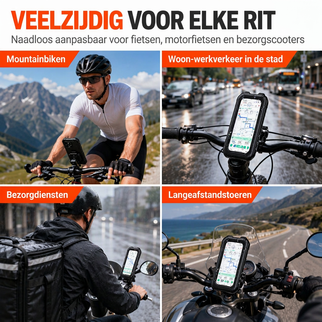 📢📢 50% KORTING!! ⏰ Waterdichte telefoonhouder voor fiets en motor – IPX6, aanraakbaar, 360° draaibaar ✨