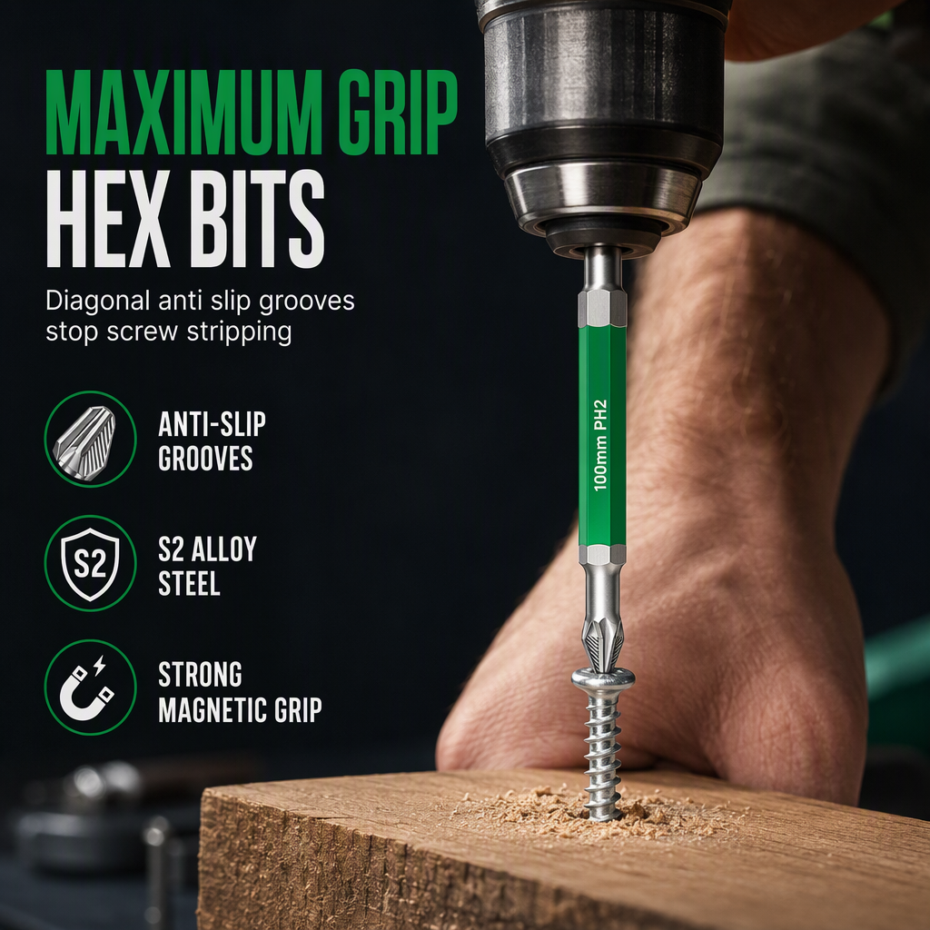 🛠50% KORTING🧱Set magnetische kruiskopbits – antislipgreep en schokbestendig, voor doe-het-zelf en reparaties
