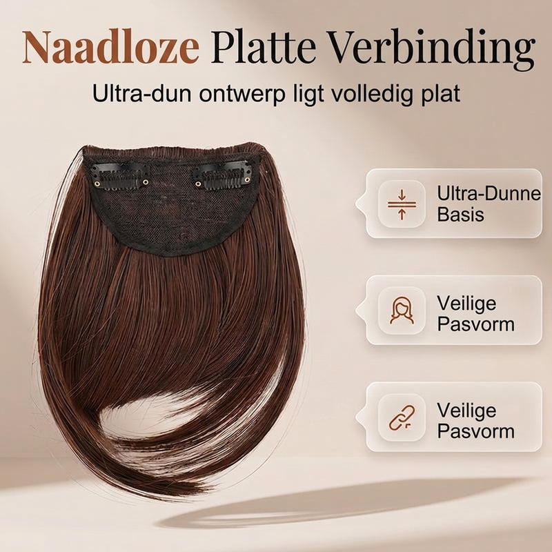 💇‍♀️ Synthetische rechte pony-haarextensie – Direct van kapsel veranderen ✨