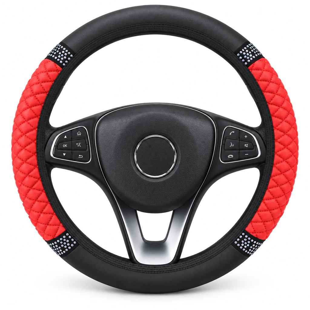 ✨Strass Stuurhoes – Schitterend, Gewatteerd, Luxueus 🚗