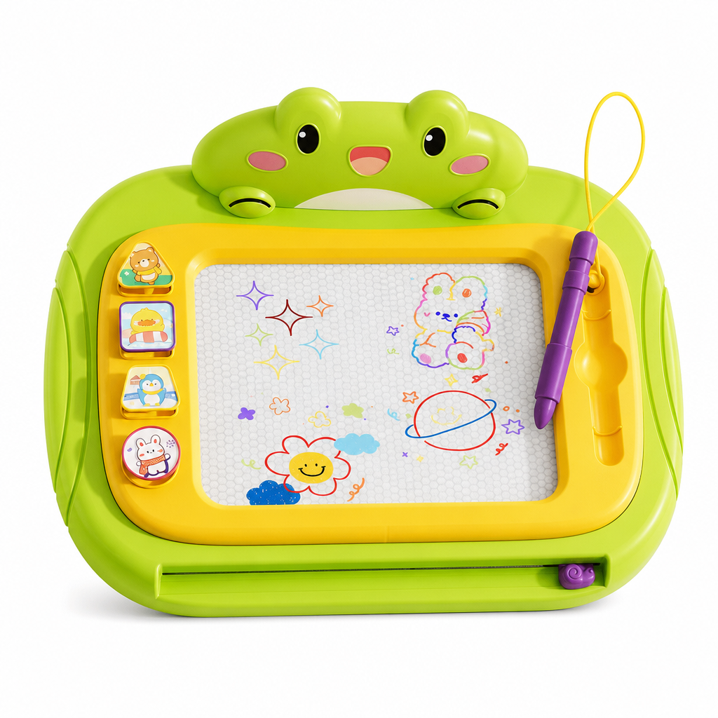 🎨 Magnetisch Tekentafel voor Kinderen: 4-Kleurig Scherm, Geen Rommel, Ombouwbaar, Veilige Bevestigingskoord