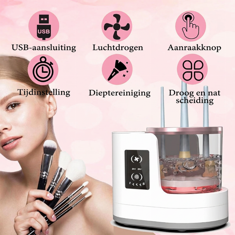 ⏳ Beperkte tijd 50% korting 💥 🎨🧼 3-in-1 Elektrische make-upkwastreiniger