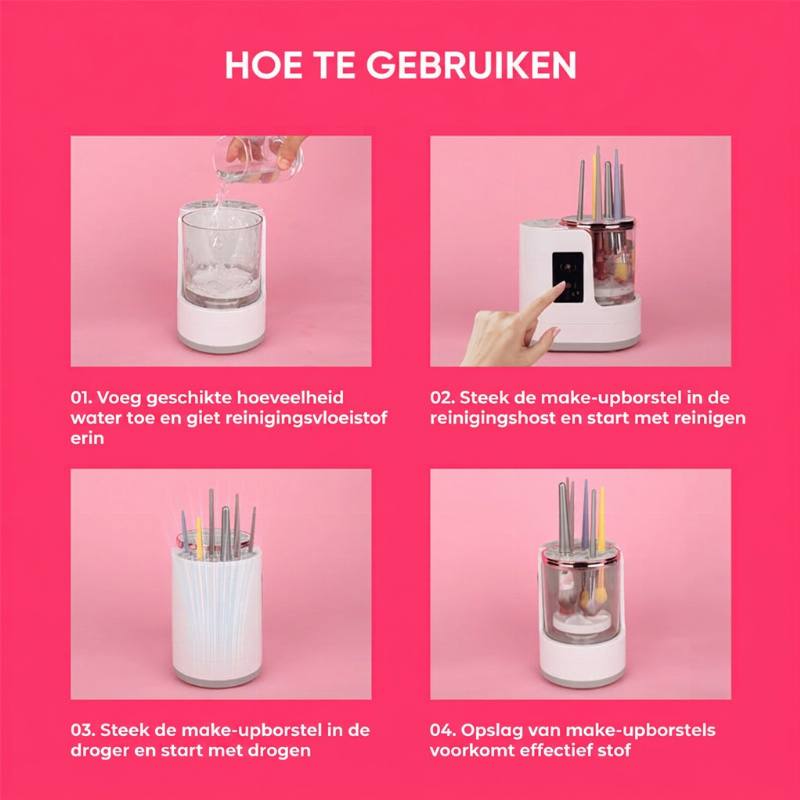 ⏳ Beperkte tijd 50% korting 💥 🎨🧼 3-in-1 Elektrische make-upkwastreiniger