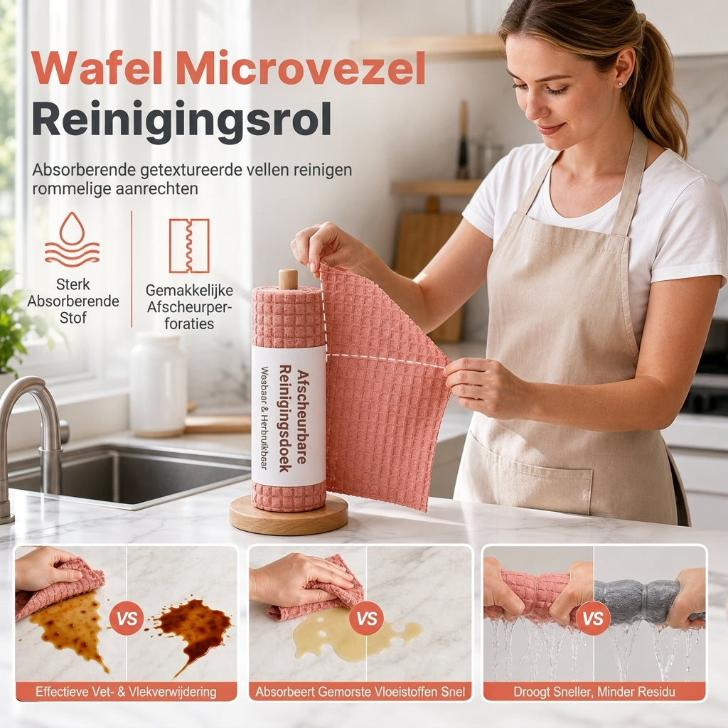 🧽 Afscheurbare wegwerp schoonmaakdoekjesrol voor wekelijks gebruik – dik, handig en gemakkelijk ✨