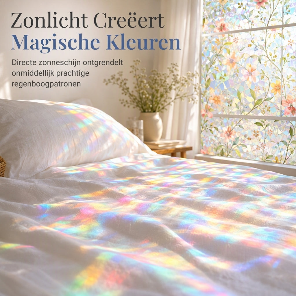 🌈 BEPERKTE TIJD 50% KORTING! ✨ 3D Regenboog Raamfolie – Statische Privacy Glass Sticker, Lijmvrije DIY Sun Catcher & UV-filter 🪟