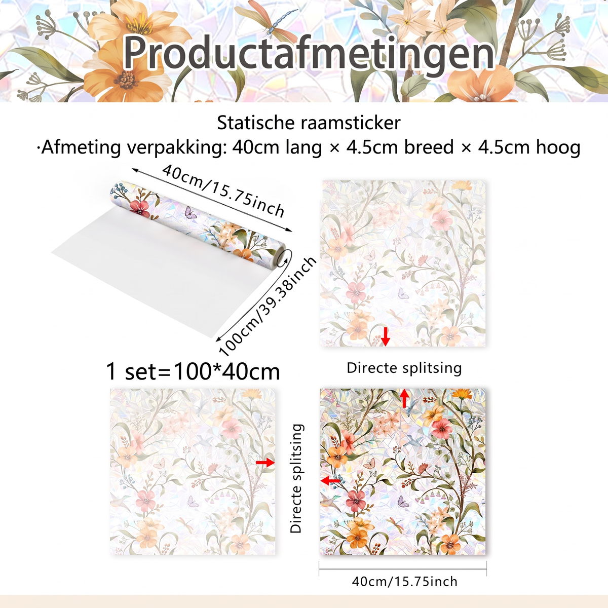 🌈 BEPERKTE TIJD 50% KORTING! ✨ 3D Regenboog Raamfolie – Statische Privacy Glass Sticker, Lijmvrije DIY Sun Catcher & UV-filter 🪟