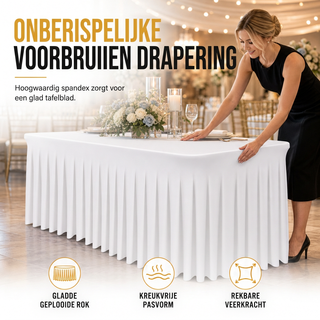🎉 BEPERKTE TIJD 50% KORTING! ✅ Geplooide tafelrok voor evenementen – Elegant, kreukvrij en herbruikbaar 🎊