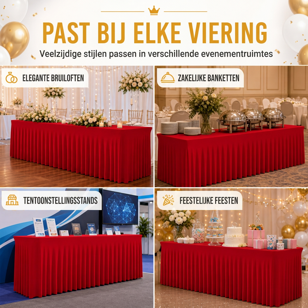 🎉 BEPERKTE TIJD 50% KORTING! ✅ Geplooide tafelrok voor evenementen – Elegant, kreukvrij en herbruikbaar 🎊