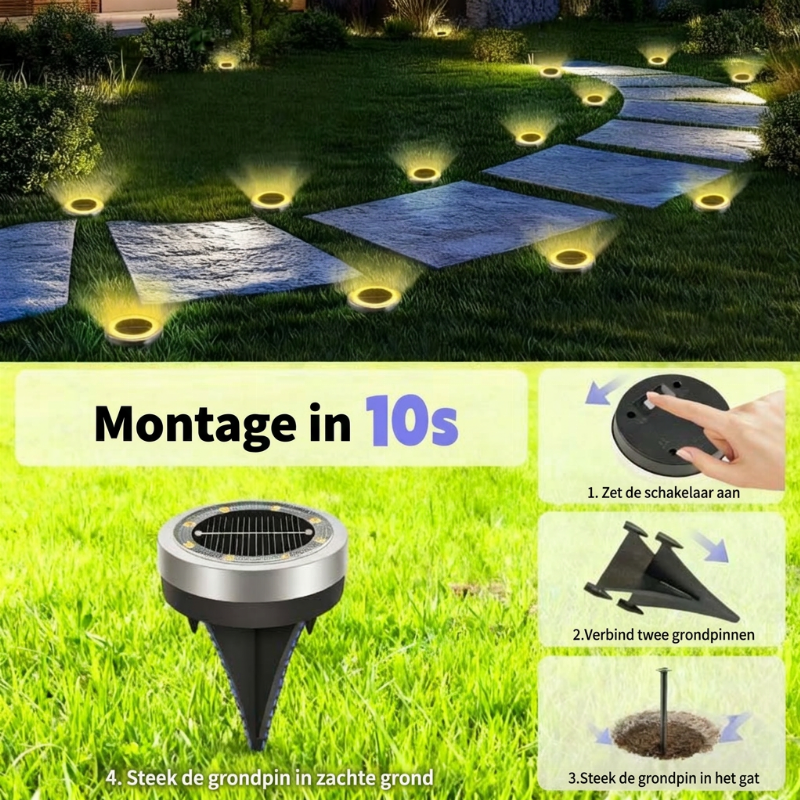 💥 Buiten Tuin Zonne Grond Lampen – 4 Stuks ☀️🌿✨