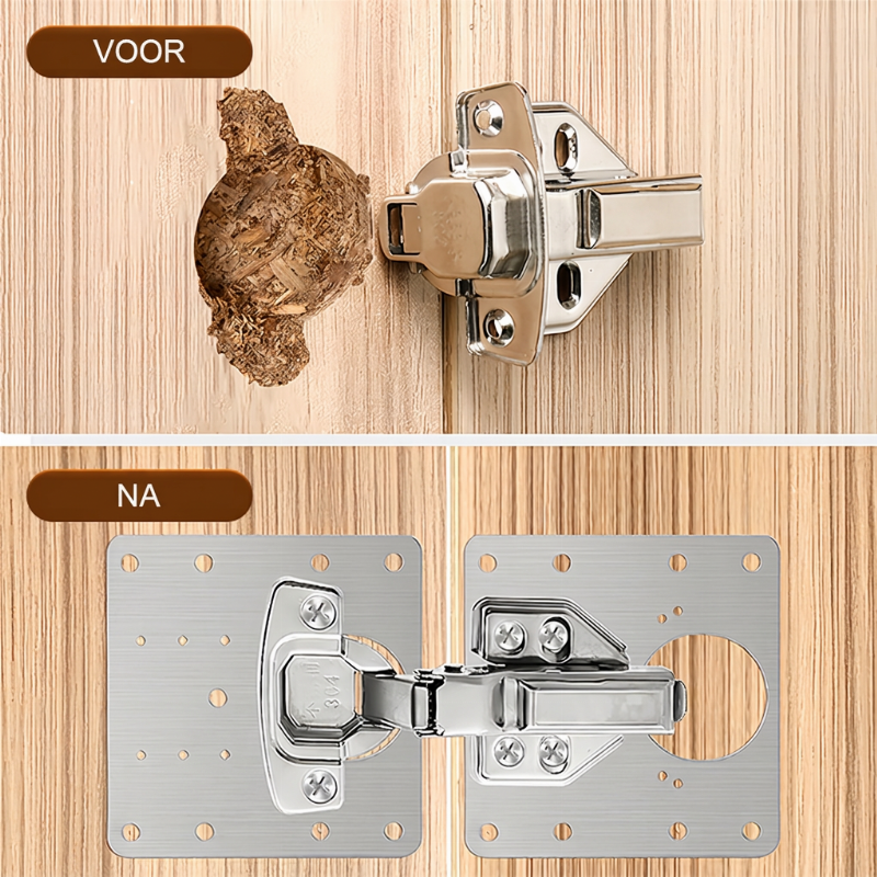 🚪 50% KORTING 🔧 Scharnier Reparatieplaat – Losse Kastdeuren Snel Repareren, Geen Vervanging – RVS & Dubbelzijdig 🛠️