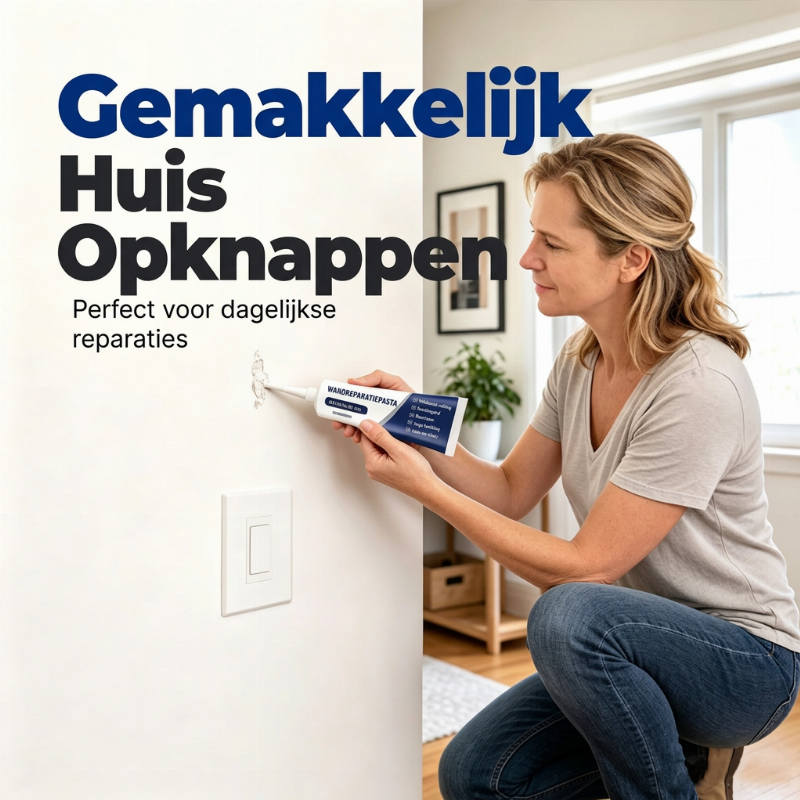 🧱 Slechts voor beperkte tijd 50% KORTING 🛠️ Waterdichte Muurreparatiepasta — Vult Scheuren & Gaten, Gladdere Witte Afwerking