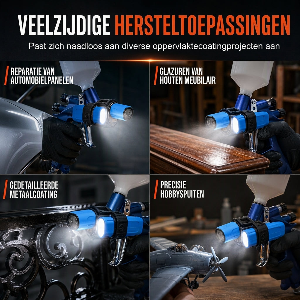 🔧 TIJDELIJK 50% KORTING! ✨ Lichtgewicht Spuitpistool – LED-Richtverlichting, Egale Afwerking, Voor Diverse Toepassingen 🎨
