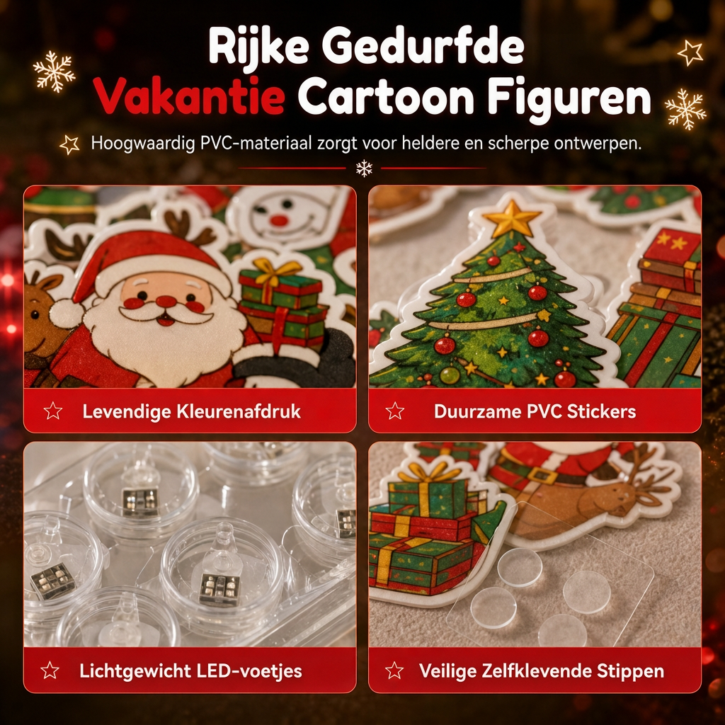 ⏰Kerstmis gloeiende muur sticker nachtlichten met lichtvoetigen met Kerstman Sneeuwman Rendier en Kerstboom voor vakantiedecoratie