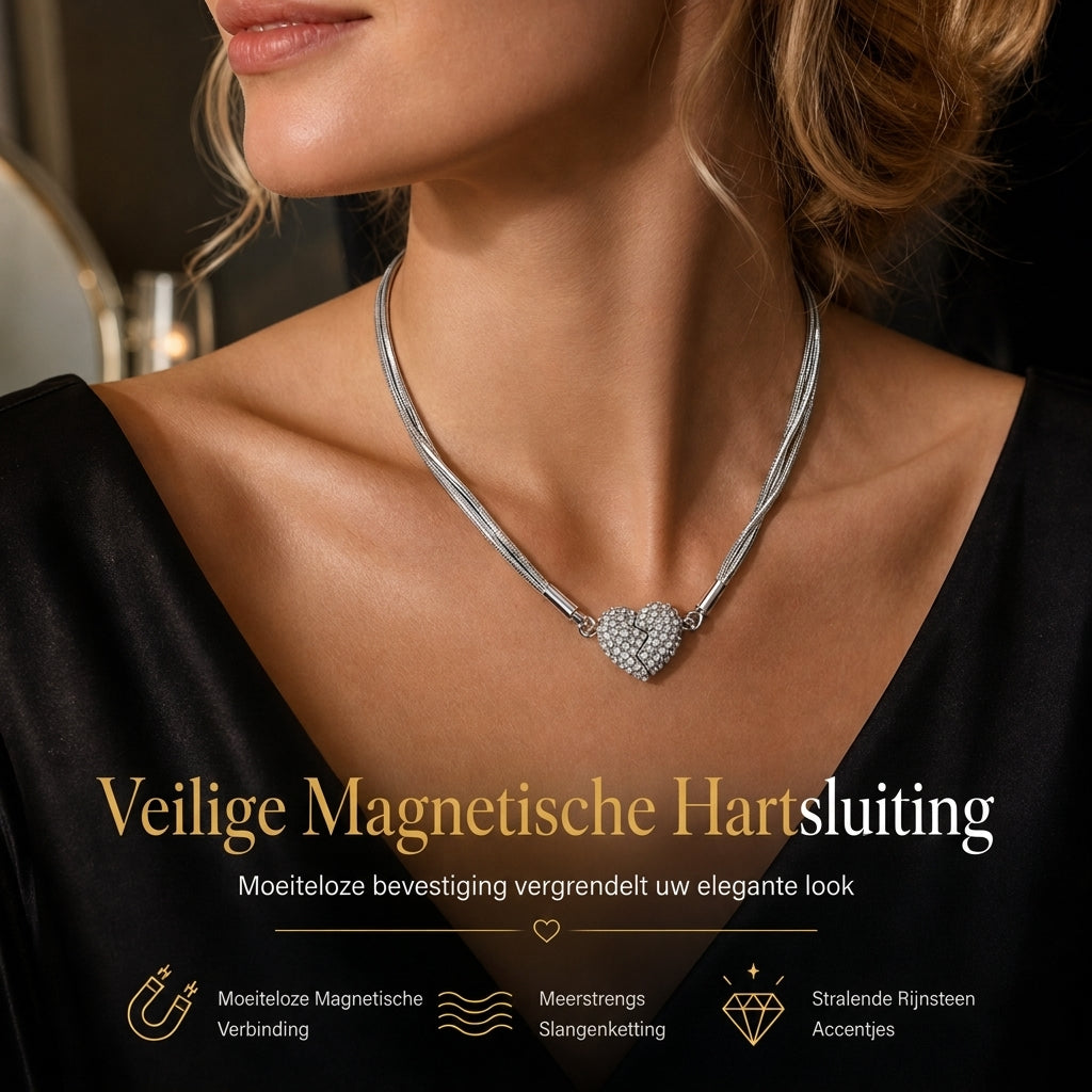 Minimalistische magnetische Liefdeshart voor Vrouwen met Strass