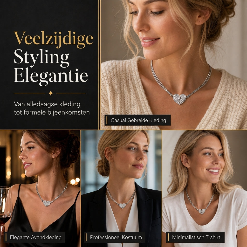 Minimalistische magnetische Liefdeshart voor Vrouwen met Strass