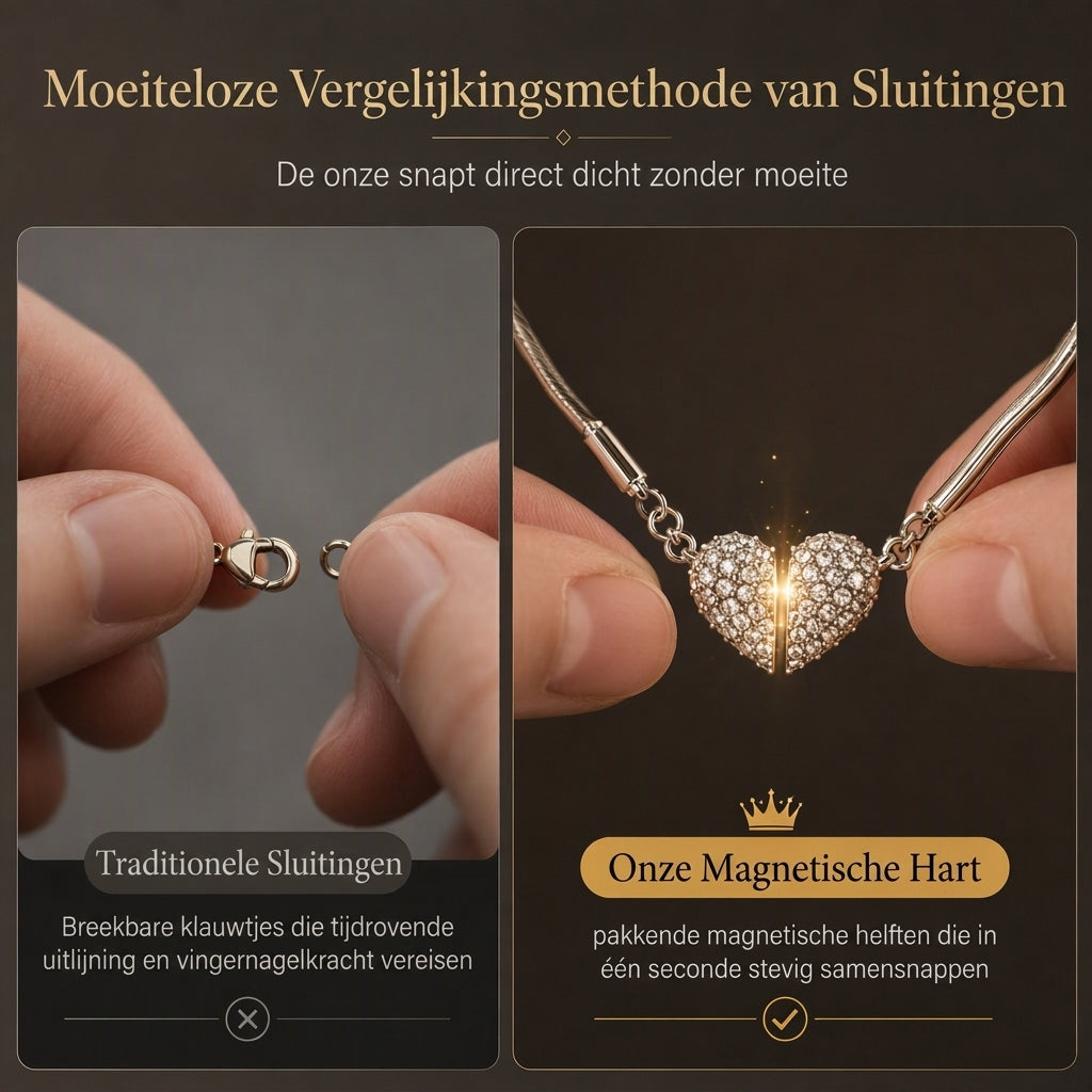 Minimalistische magnetische Liefdeshart voor Vrouwen met Strass