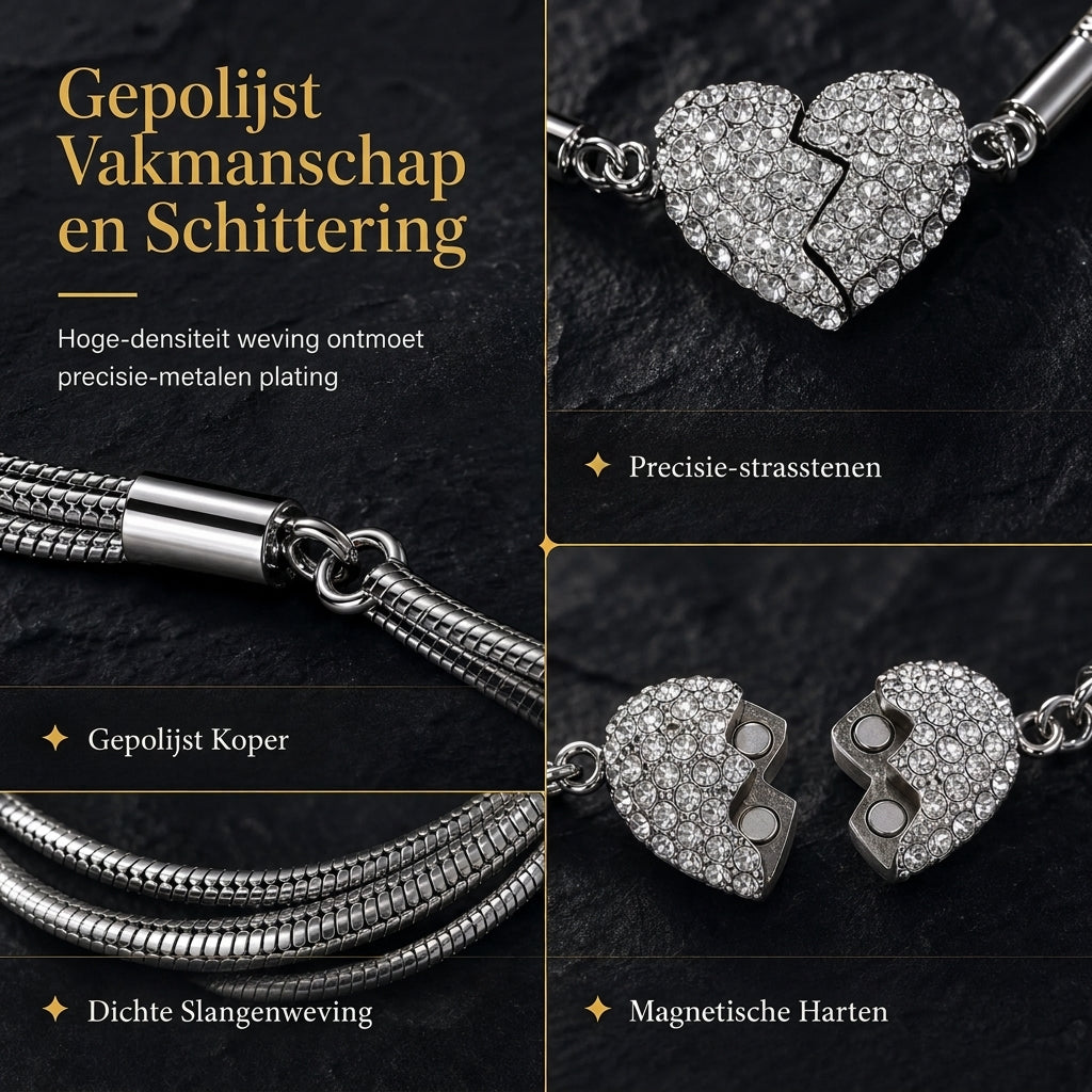 Minimalistische magnetische Liefdeshart voor Vrouwen met Strass