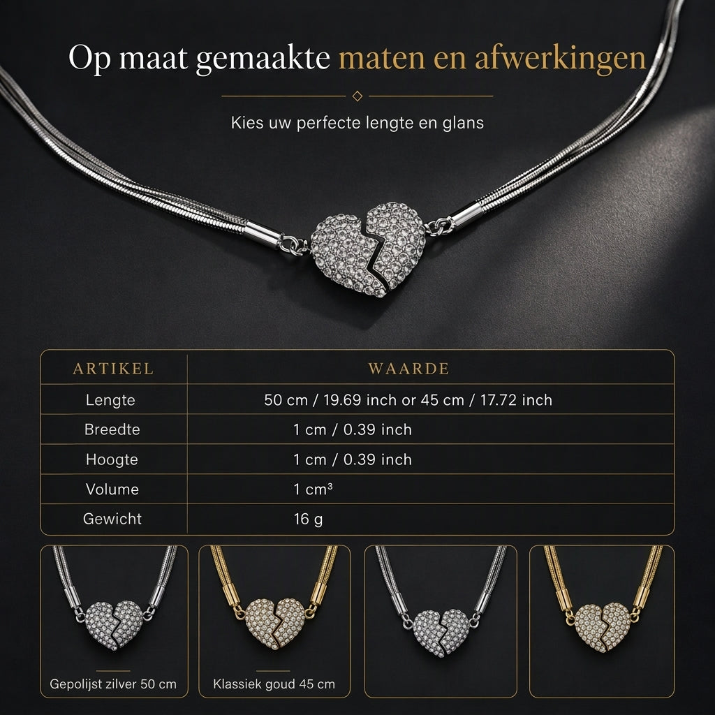 Minimalistische magnetische Liefdeshart voor Vrouwen met Strass