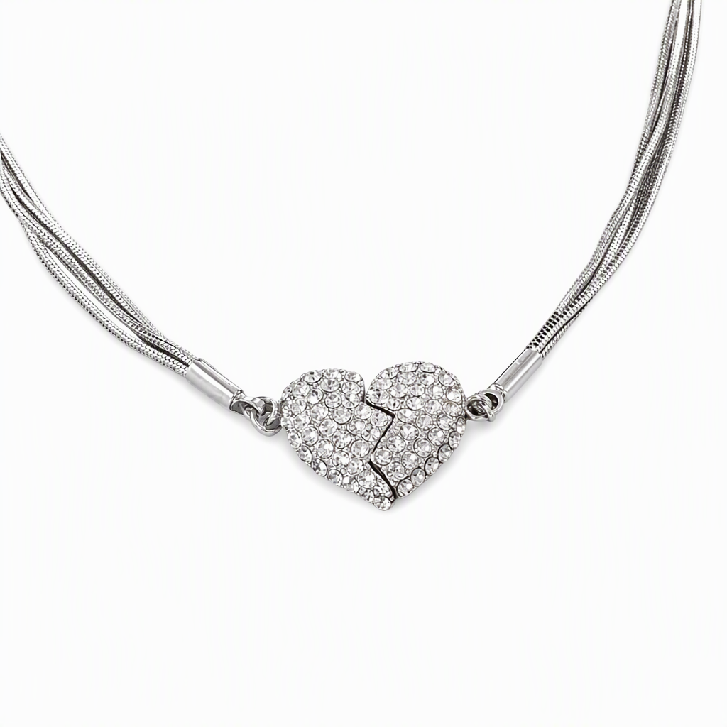 Minimalistische magnetische Liefdeshart voor Vrouwen met Strass