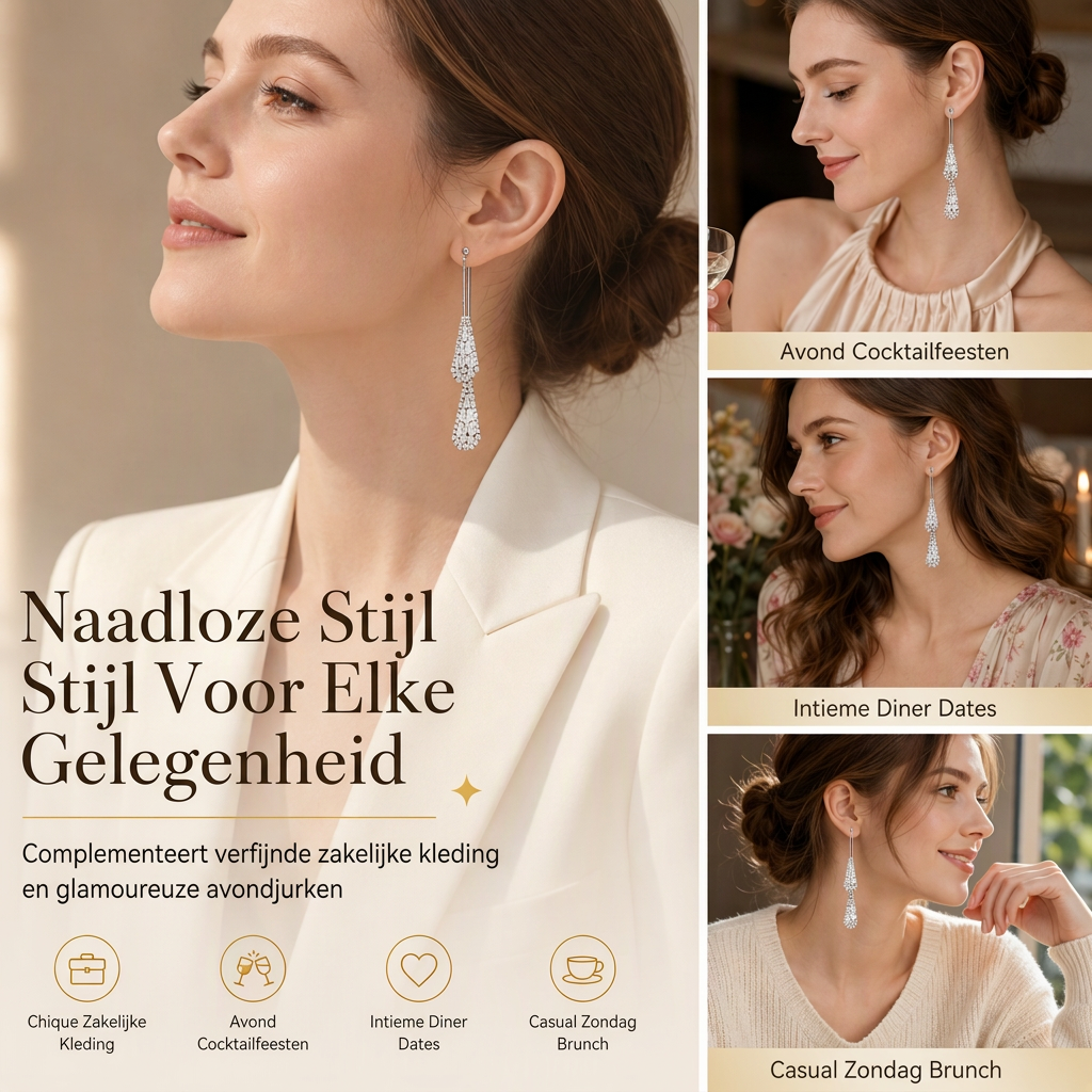 ✨ Dames Oorbellen met Zirkonia en Waterdruppelkwastje, Eleganter en Veelzijdig 💎🌸