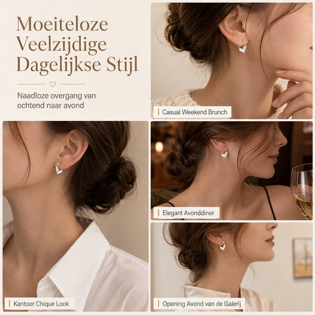 💕 50% KORTING! ✨ Kleine hartvormige schoepoorbellen – gladde afwerking en Franse minimalistische stijl ✨