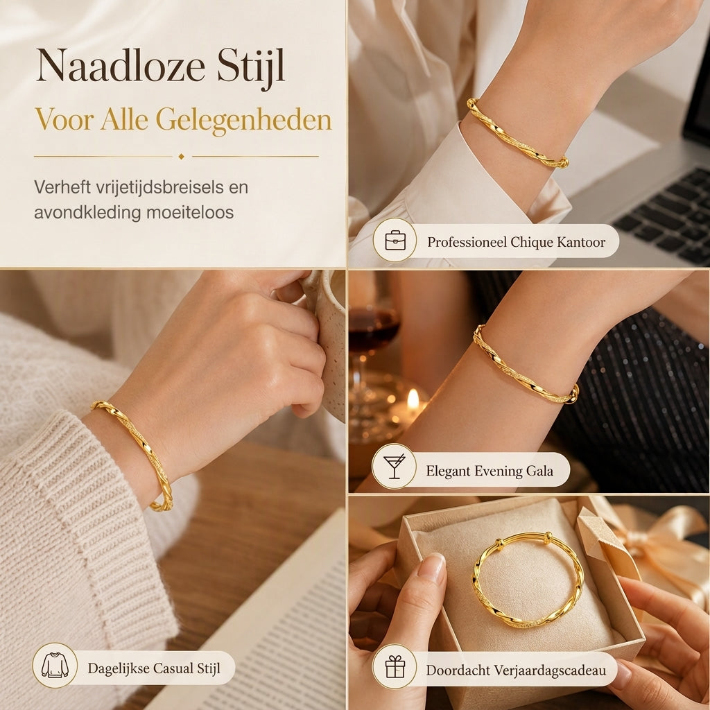 🌀 Oneindige Möbius Twist Armband: Glad schuifbaar verstelbaar slot, dubbel gestructureerde afwerking, elektroplaat sieraden die niet vervagen