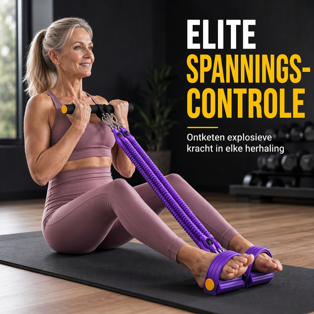 Multifunctioneel Weerstandsband met Voetverankeringen Elastische Trekkoord voor Buikoefeningen Thuisworkout Yoga en Pilates Fitness voor Mannen en Vrouwen