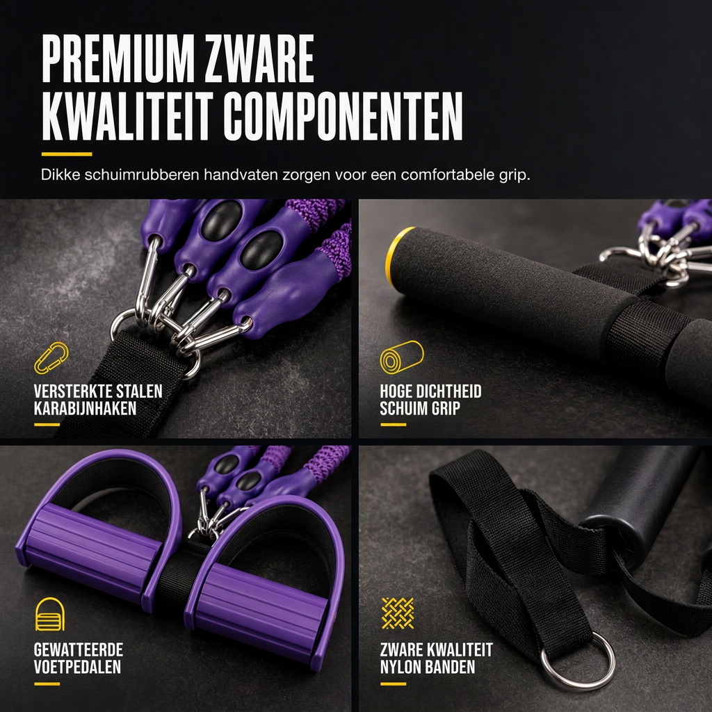 Multifunctioneel Weerstandsband met Voetverankeringen Elastische Trekkoord voor Buikoefeningen Thuisworkout Yoga en Pilates Fitness voor Mannen en Vrouwen