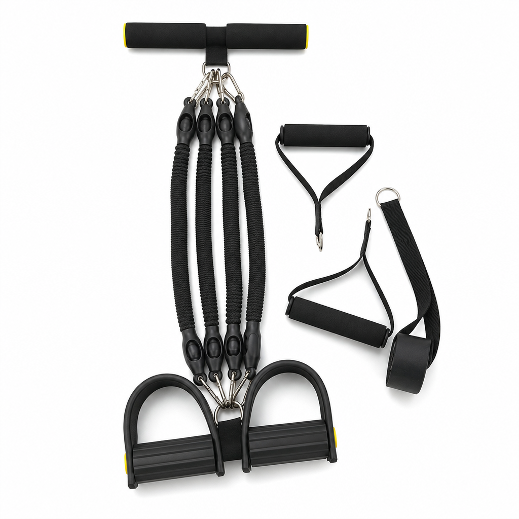 Multifunctioneel Weerstandsband met Voetverankeringen Elastische Trekkoord voor Buikoefeningen Thuisworkout Yoga en Pilates Fitness voor Mannen en Vrouwen