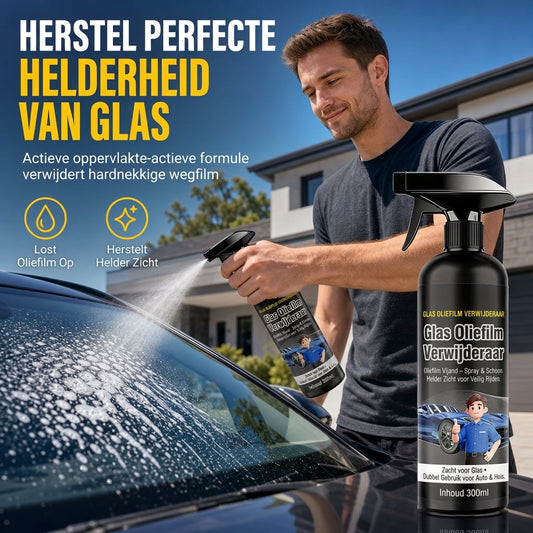 Autoglas Oliefilmverwijder Spray, Krachtige Voorruit Ontvettings- en Insectenrestenreiniger voor Een Helder Rijzicht