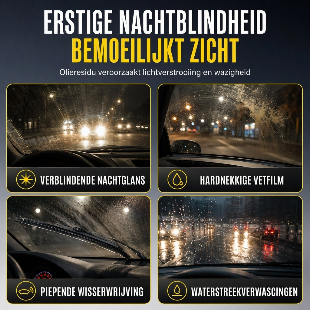 Autoglas Oliefilmverwijder Spray, Krachtige Voorruit Ontvettings- en Insectenrestenreiniger voor Een Helder Rijzicht