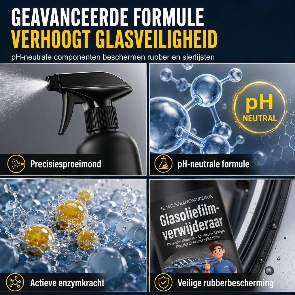 Autoglas Oliefilmverwijder Spray, Krachtige Voorruit Ontvettings- en Insectenrestenreiniger voor Een Helder Rijzicht
