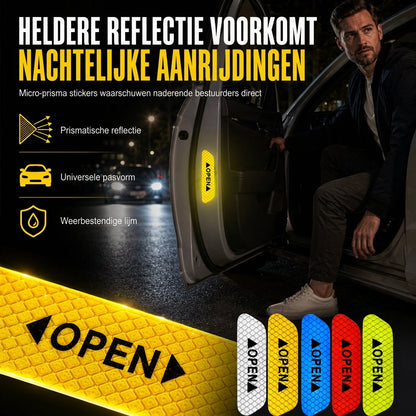📢📢50% KORTING !! ⏰4 Stuks Autodeur Reflectie Waarschuwingsstickers OPEN Veiligheid Anti-Botsing Decals