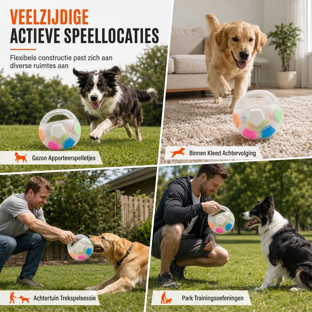 Interactieve Hondenvoetbal Speelbal met Grijplussen