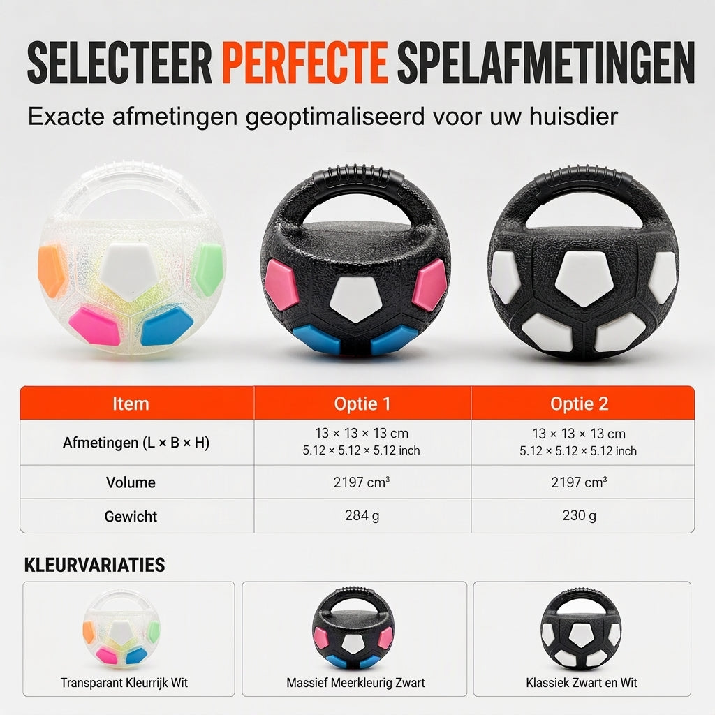 Interactieve Hondenvoetbal Speelbal met Grijplussen