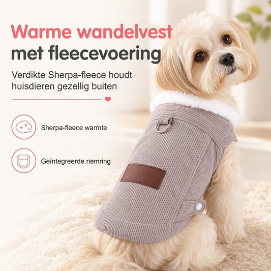 📢📢50% KORTING !! ⏰Warme hondenfleece huisdier vest – dik gevoerd, ingebouwde riemring voor honden en katten ✨