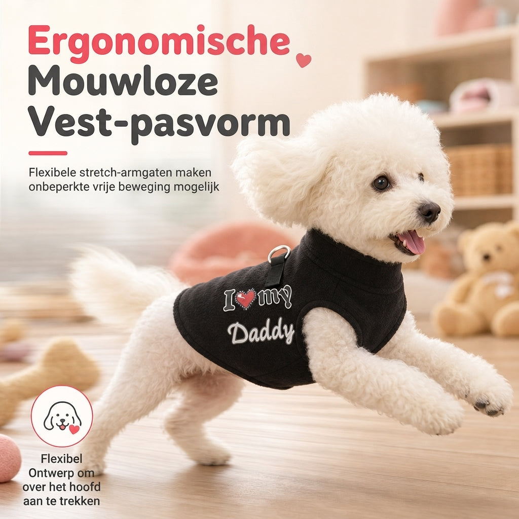 ⏳Warme honden trui met rijbevestiging – Ontwerp "Love Dad & Mum" voor gezellige winterwandelingen❄️
