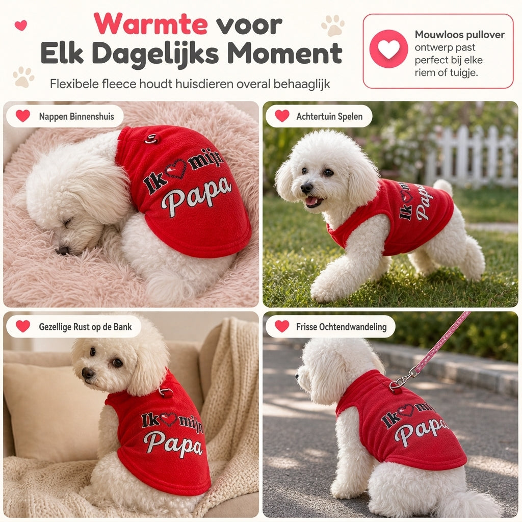 ⏳Warme honden trui met rijbevestiging – Ontwerp "Love Dad & Mum" voor gezellige winterwandelingen❄️