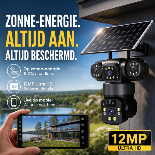 💥 50% KORTING 🔒 Slimme zonne-energiecamera ☀️ Meerdere hoeken, 24/7 bewaking en helemaal zonder kabels – gemoedsrust voor uw huis 🏡