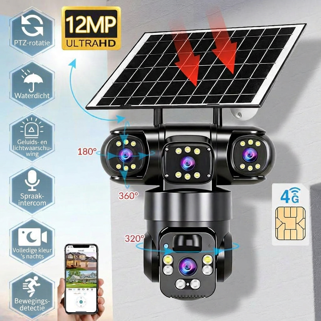 💥 50% KORTING 🔒 Slimme zonne-energiecamera ☀️ Meerdere hoeken, 24/7 bewaking en helemaal zonder kabels – gemoedsrust voor uw huis 🏡