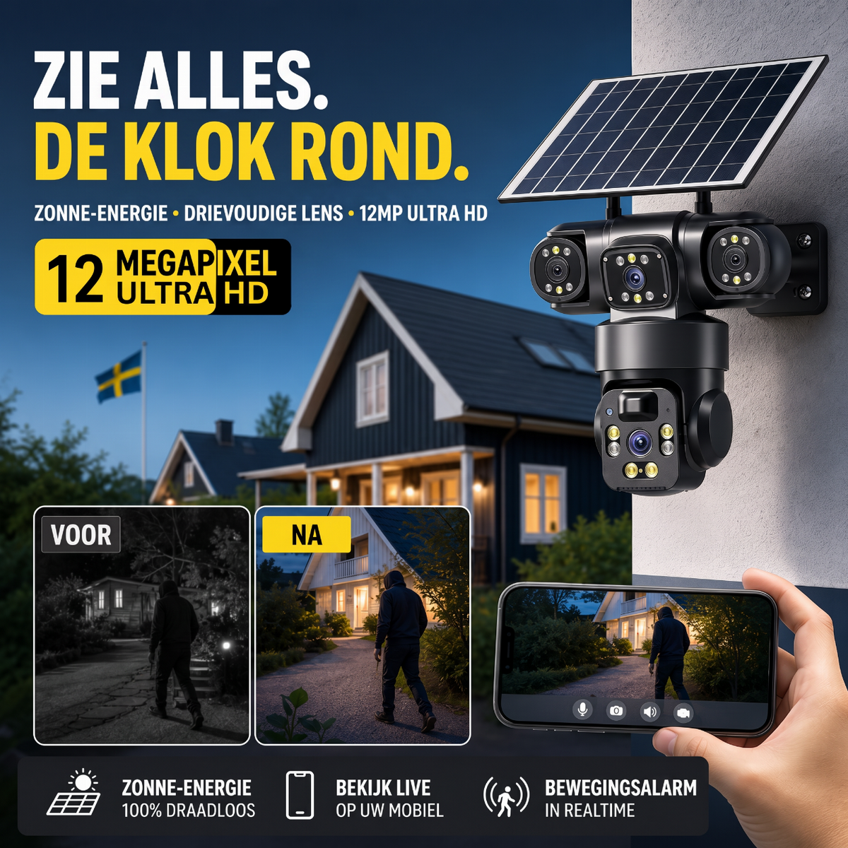 💥 50% KORTING 🔒 Slimme zonne-energiecamera ☀️ Meerdere hoeken, 24/7 bewaking en helemaal zonder kabels – gemoedsrust voor uw huis 🏡