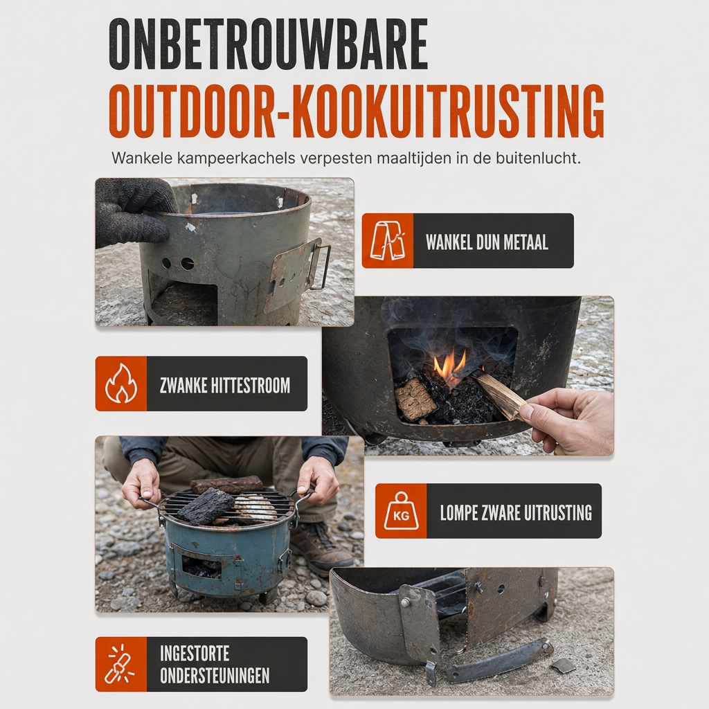 🎁2026 Nieuw gearriveerd 50% KORTING💥Zware kampeer kachel van koolstofstaal – Hout & Houtskool, Hoge Luchttoevoer, 3-in-1 Kookplaat 🍳
