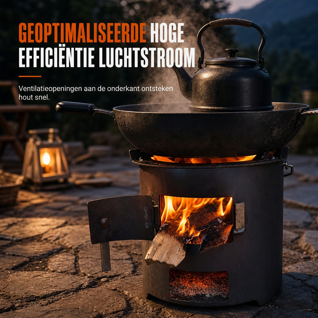 🎁2026 Nieuw gearriveerd 50% KORTING💥Zware kampeer kachel van koolstofstaal – Hout & Houtskool, Hoge Luchttoevoer, 3-in-1 Kookplaat 🍳